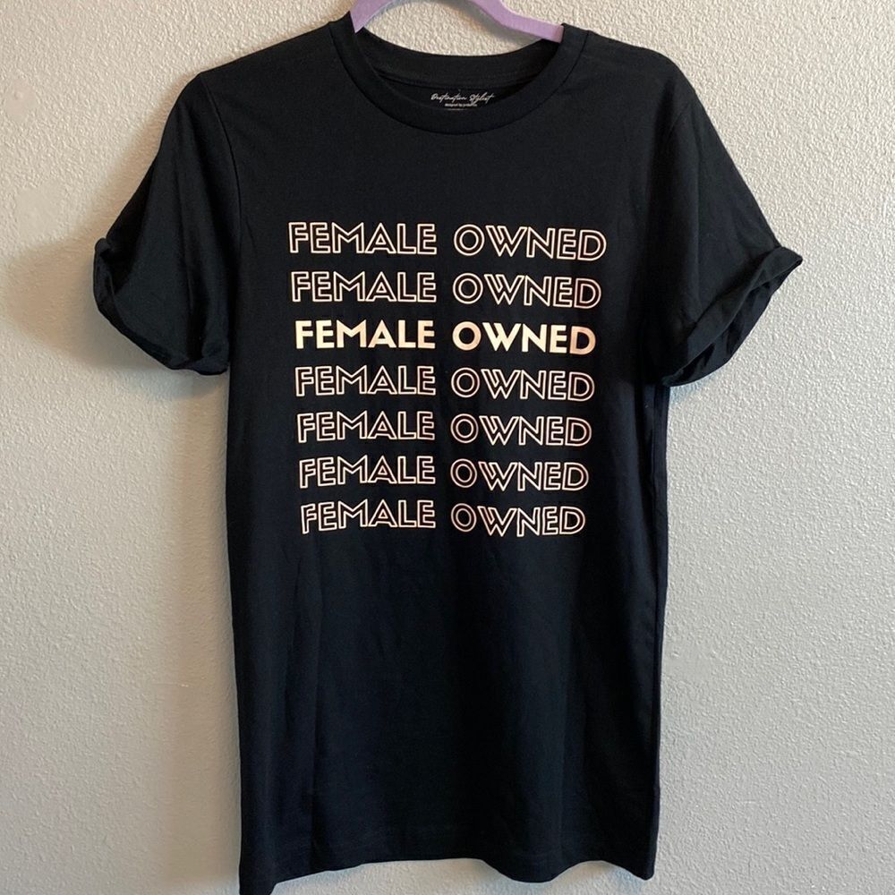 NWOT - Female Owned- black screen tee- Size Small